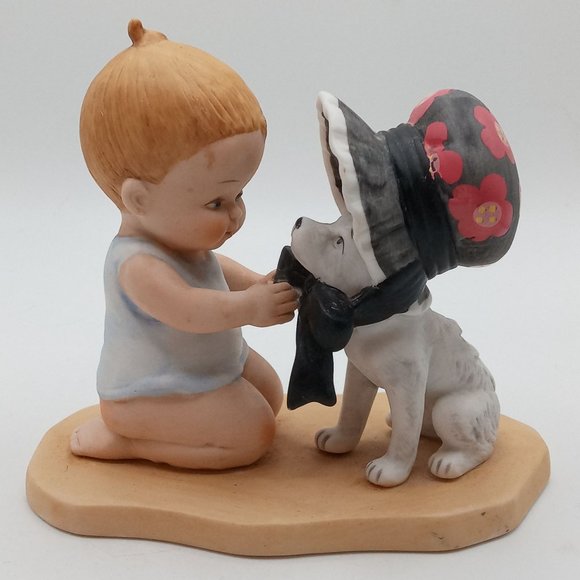 Dog Gone It A Bonnet Figurine Old Heirloom Tradition Vintage Puppy Child - Picture 10 of 11